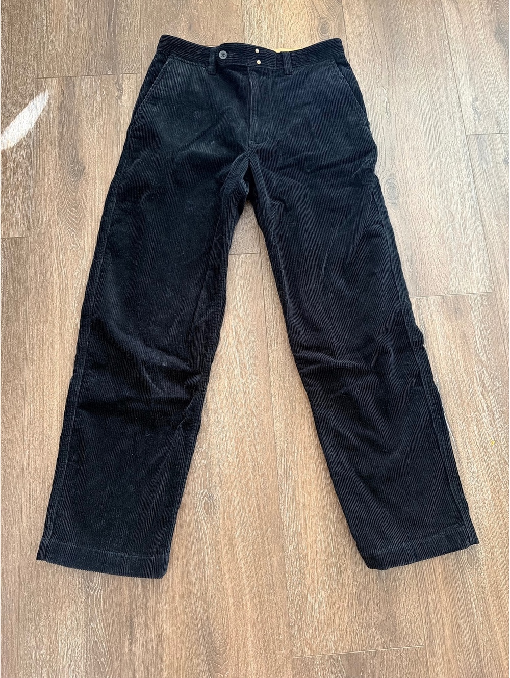 Gap Black Corduroy Pants Men 33x32 Straight Leg 100% Cotton Vintage Style, Fall
